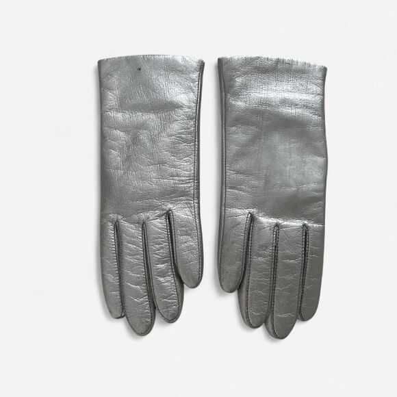 Cozycore Luxe Lands’ End Cashmere Touch-Screen Gloves Silver Leather Trim XS/S - Picture 2 of 6